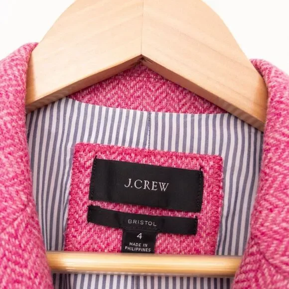 J. Crew Bristol Blazer in Pink English Wool Herringbone Size 4 - Picture 4 of 12